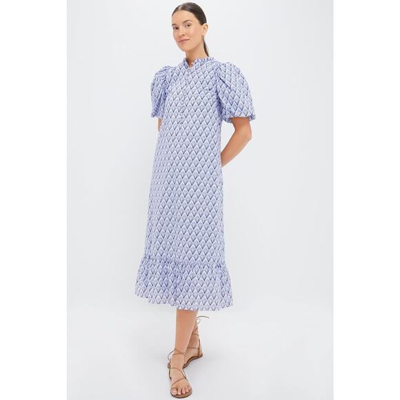 Tuckernuck Dresses & Skirts - HYACINTH HOUSE Periwinkle Trellis Floral Mimi Midi Dress Size XS NWT